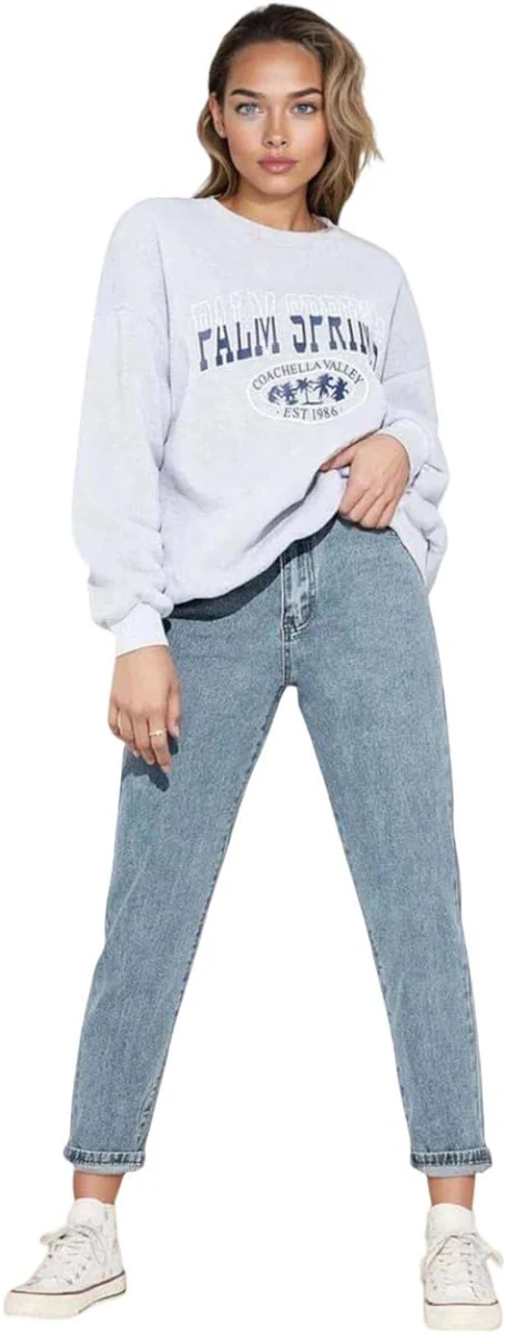 Stone Wash Mom Fit Jeans