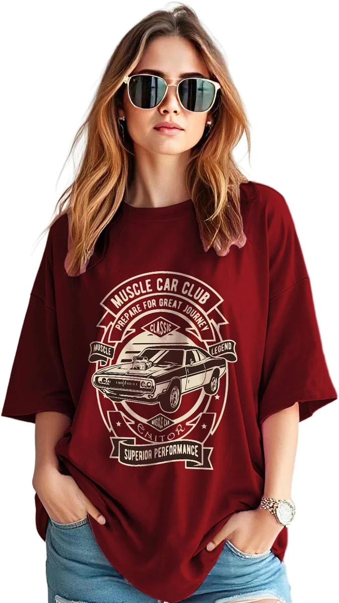 Maroon Muscle Club Oversized Top