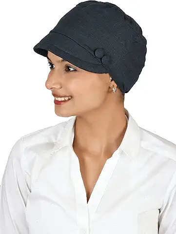 Charcoal Button-Detail Newsboy Cap