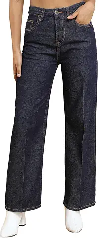 Dark Indigo Cropped Wide-Leg Jeans