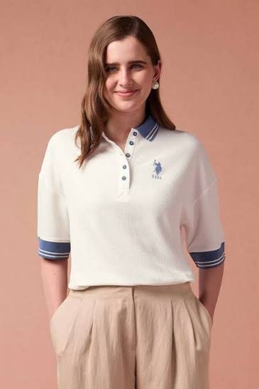 Ivory Stripe-Collar Polo (Women)