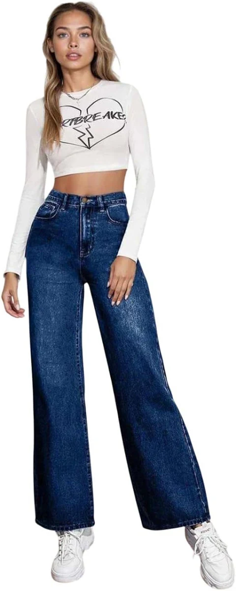 Deep Blue Straight Wide Jeans