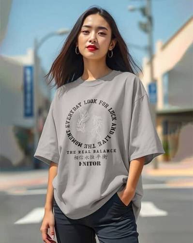 Stone Grey Balance Oversized Top