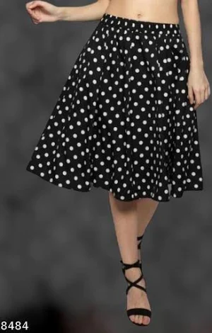 Noir Polka Dot Flared Midi Skirt